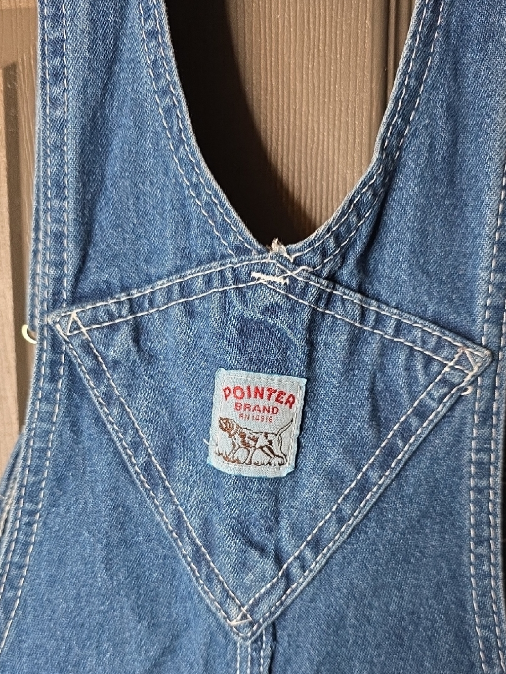 Pointer Brand Blue Denim Short Overalls with Front Pocket- VINTAGE SZ 34 - Picture 5 of 6